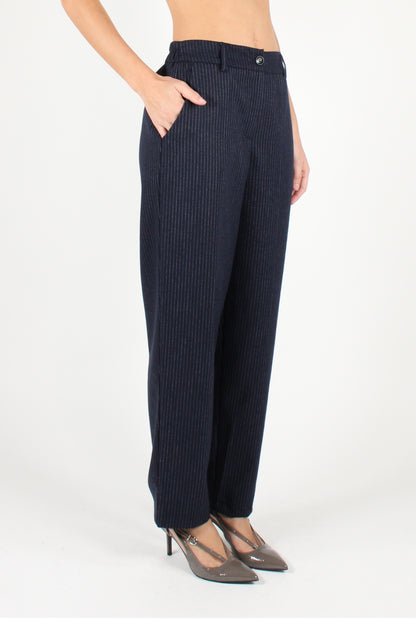 Balloon Cut Pinstriped Trousers