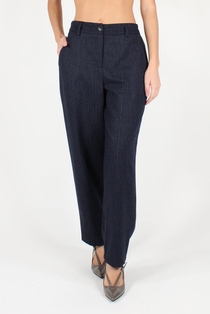 Balloon Cut Pinstriped Trousers