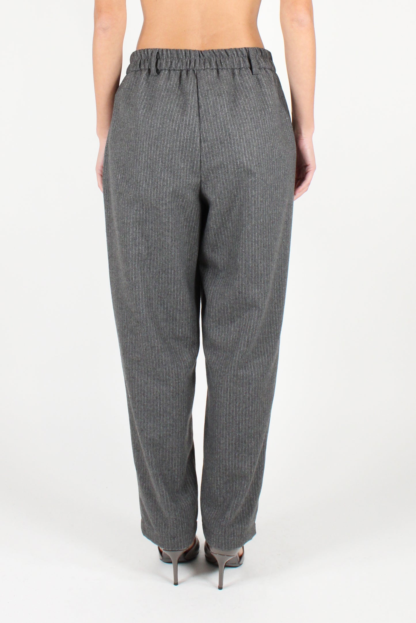 Balloon Cut Pinstriped Trousers