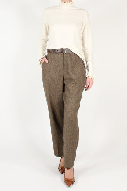 Balloon Trousers in Herringbone Fabric with Belt