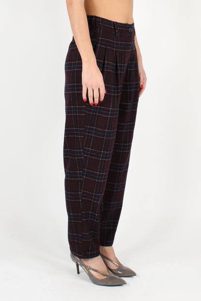 Balloon Check Pants with Pleats