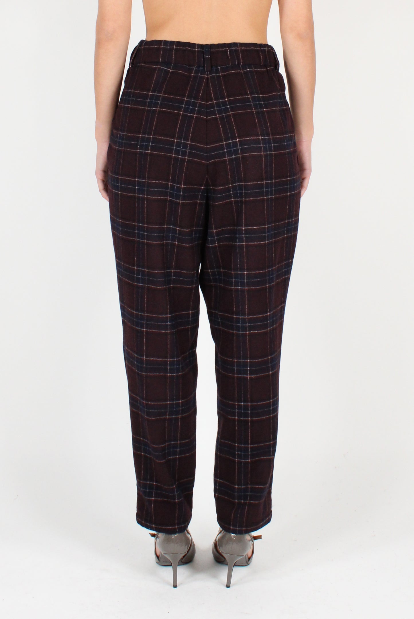 Balloon Check Pants with Pleats