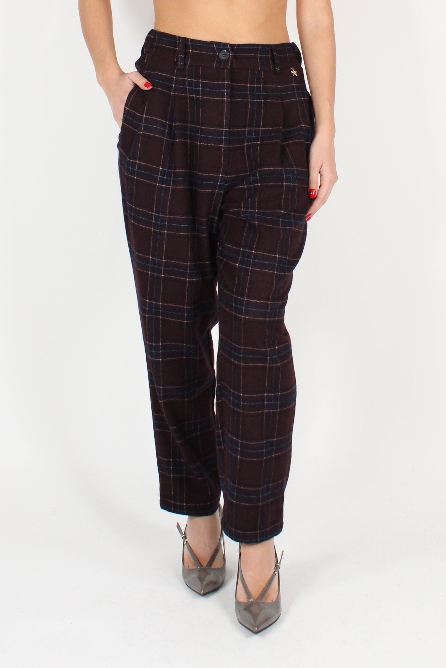 Balloon Check Pants with Pleats