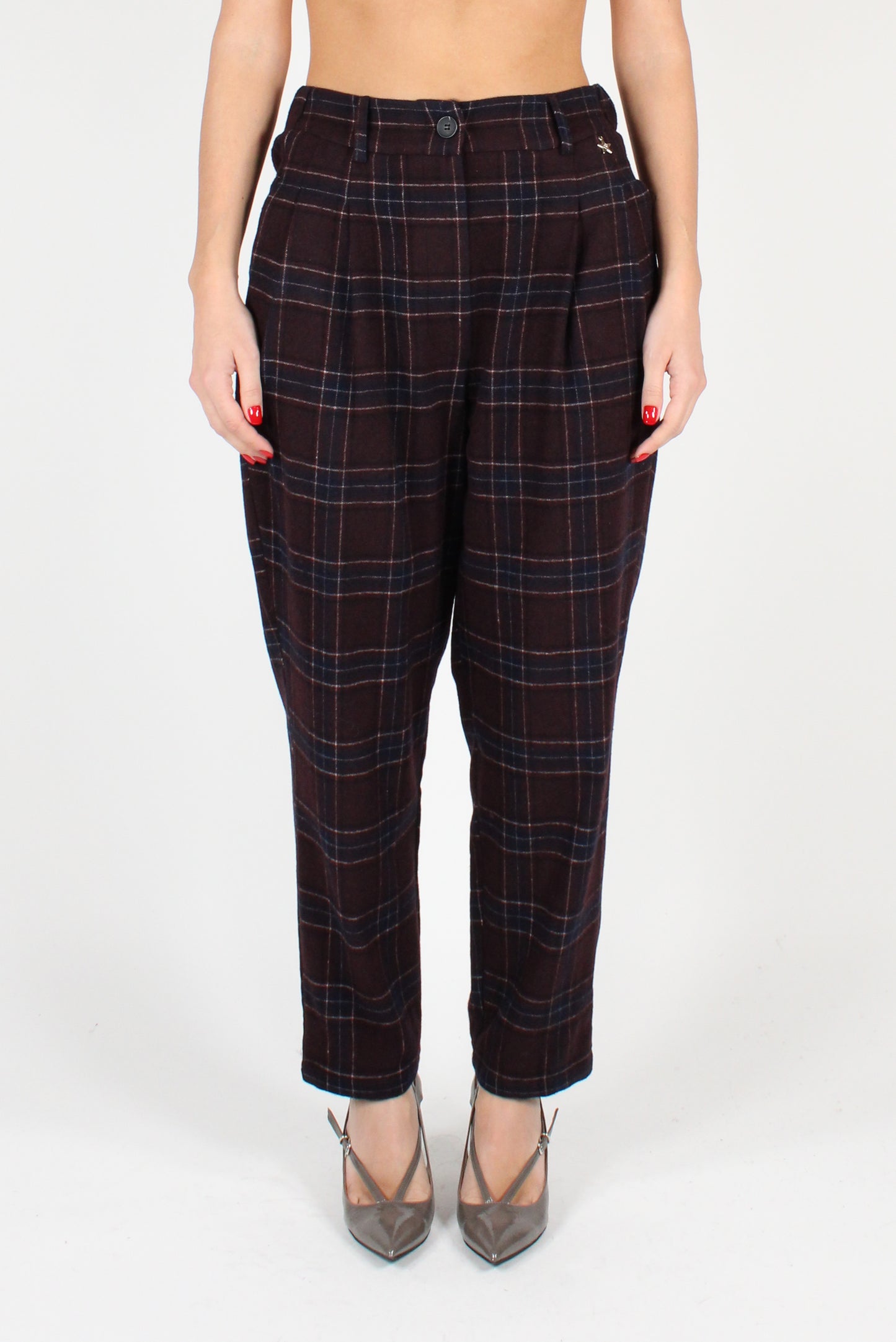 Balloon Check Pants with Pleats