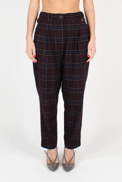 Balloon Check Pants with Pleats