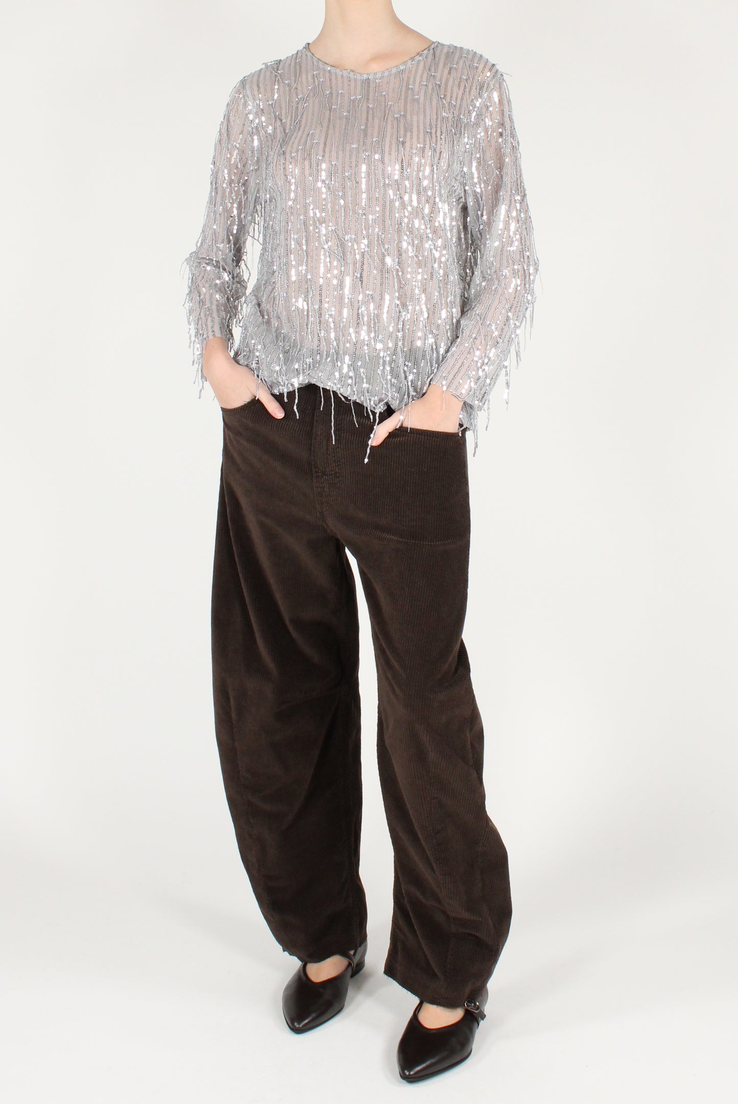 Pantaloni Balloon in Velluto a Coste Barbara