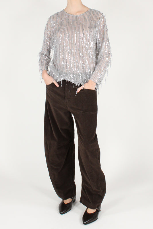 Pantaloni Balloon in Velluto a Coste Barbara