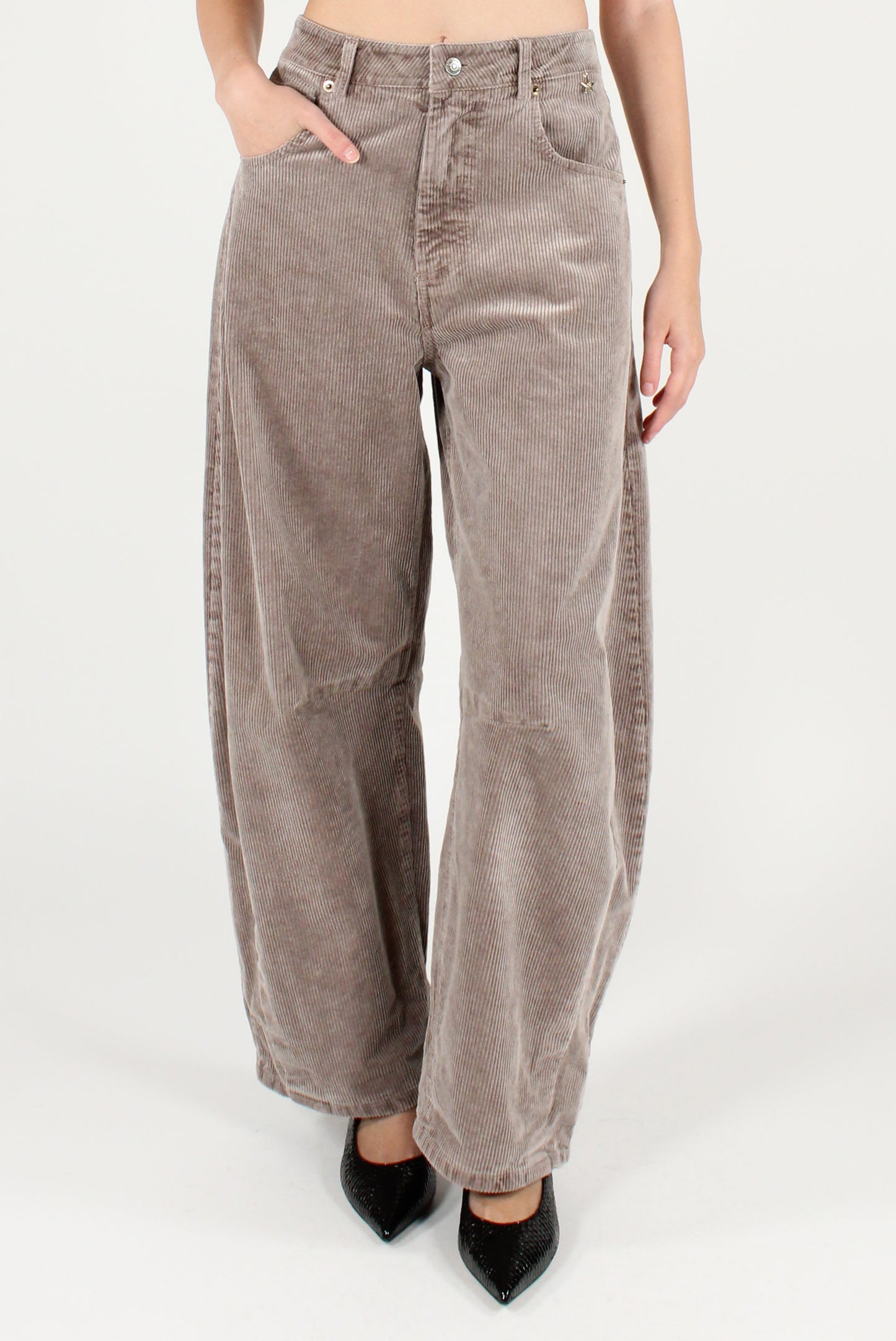 Pantaloni Balloon in Velluto a Coste