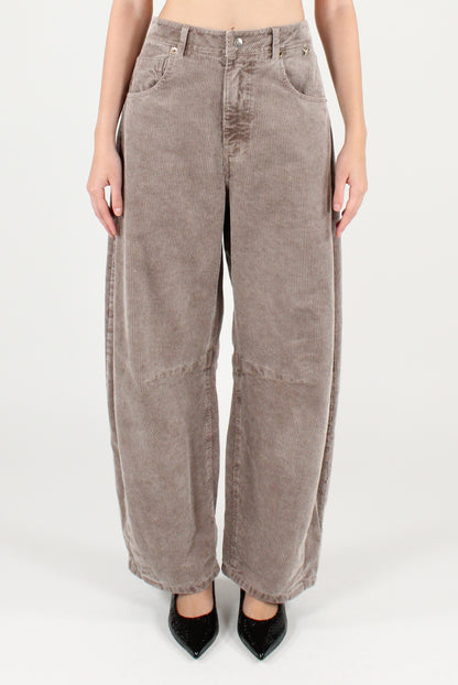 Pantaloni Balloon in Velluto a Coste