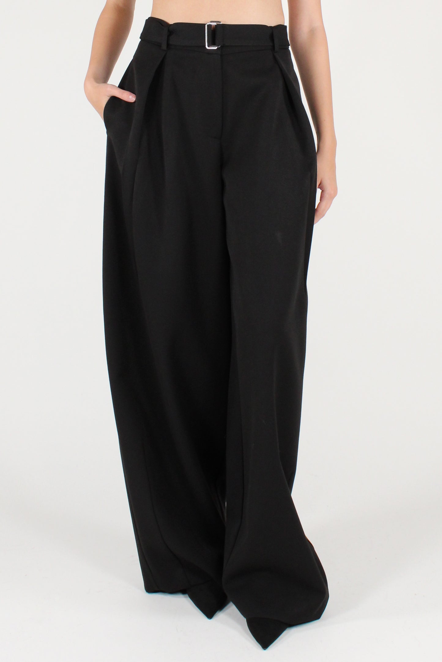 Pantaloni Balloon con Pinces e Cintura