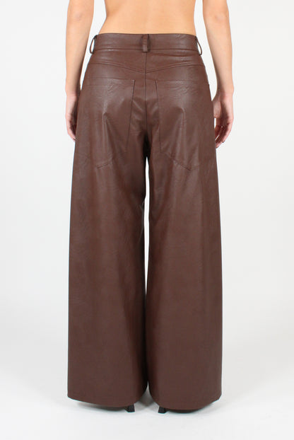 Faux Leather Trousers with Pockets