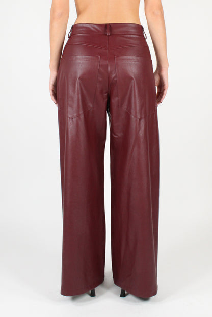 Faux Leather Trousers with Pockets