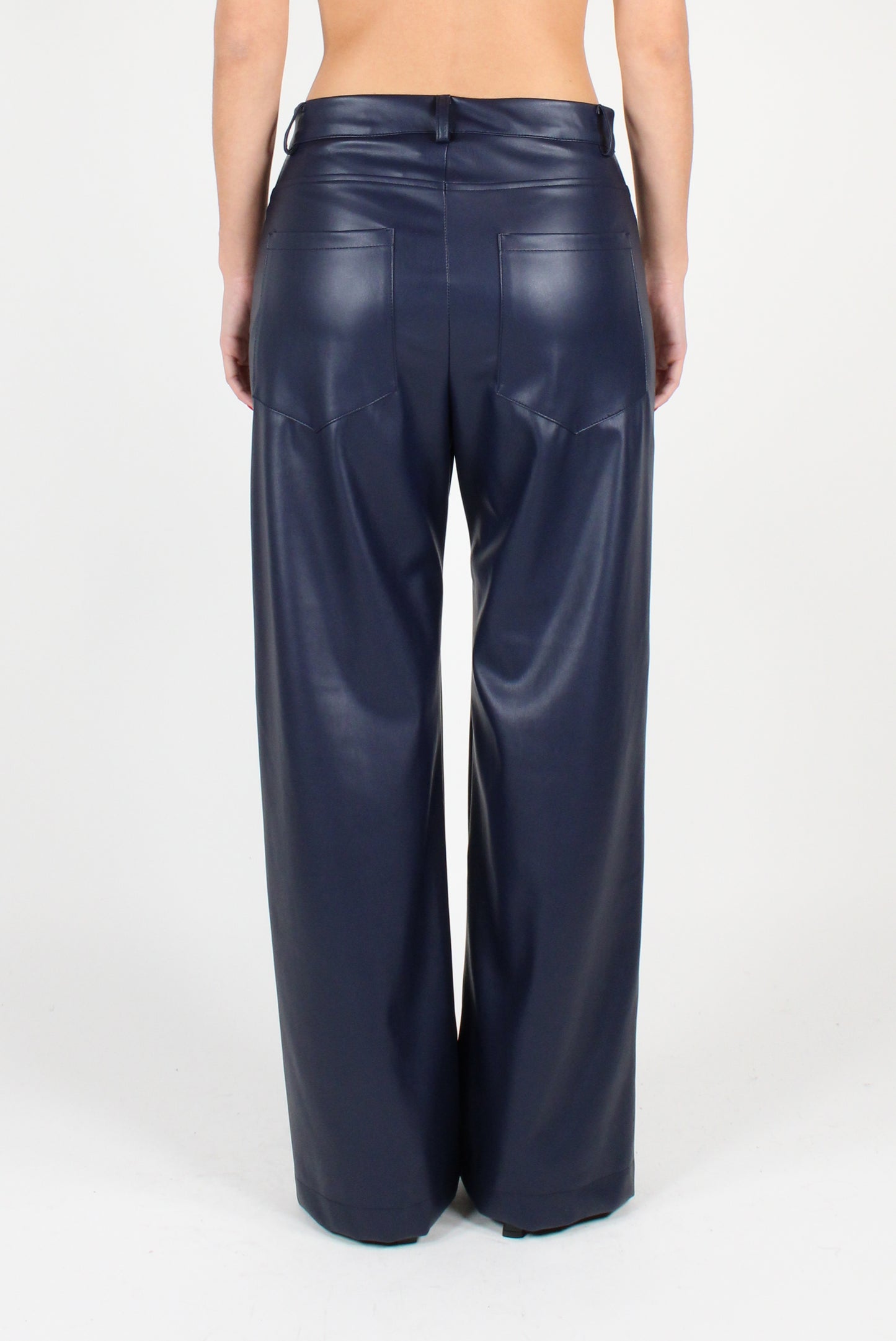 Faux Leather Straight Leg Trousers