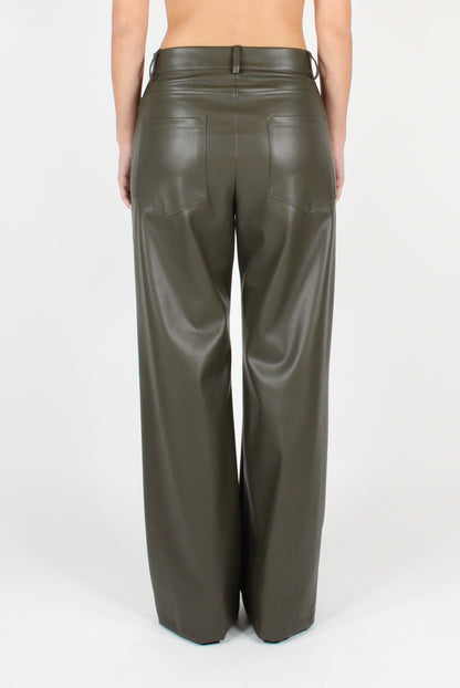 Faux Leather Straight Leg Trousers