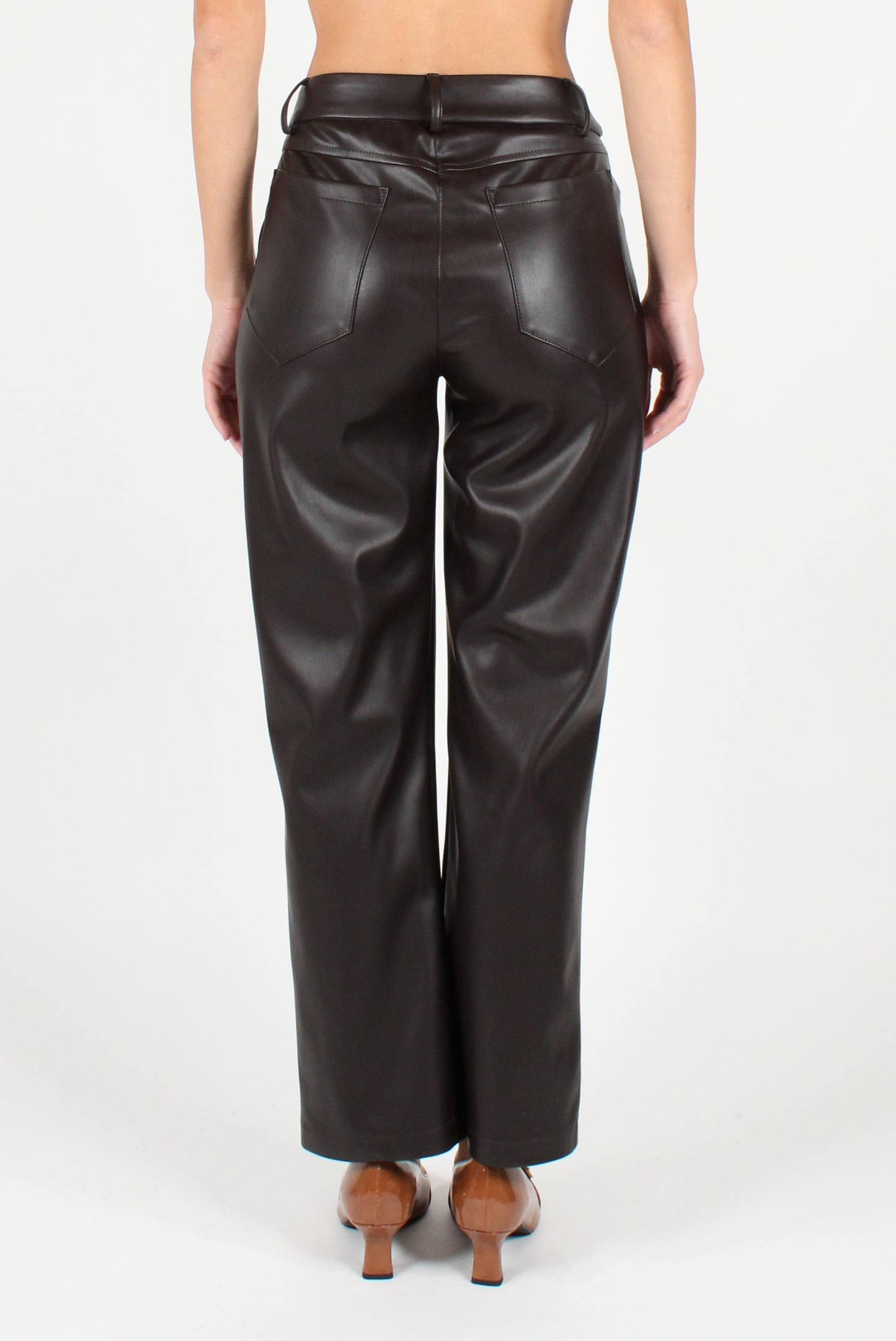 Smooth Faux Leather Cigarette Pants