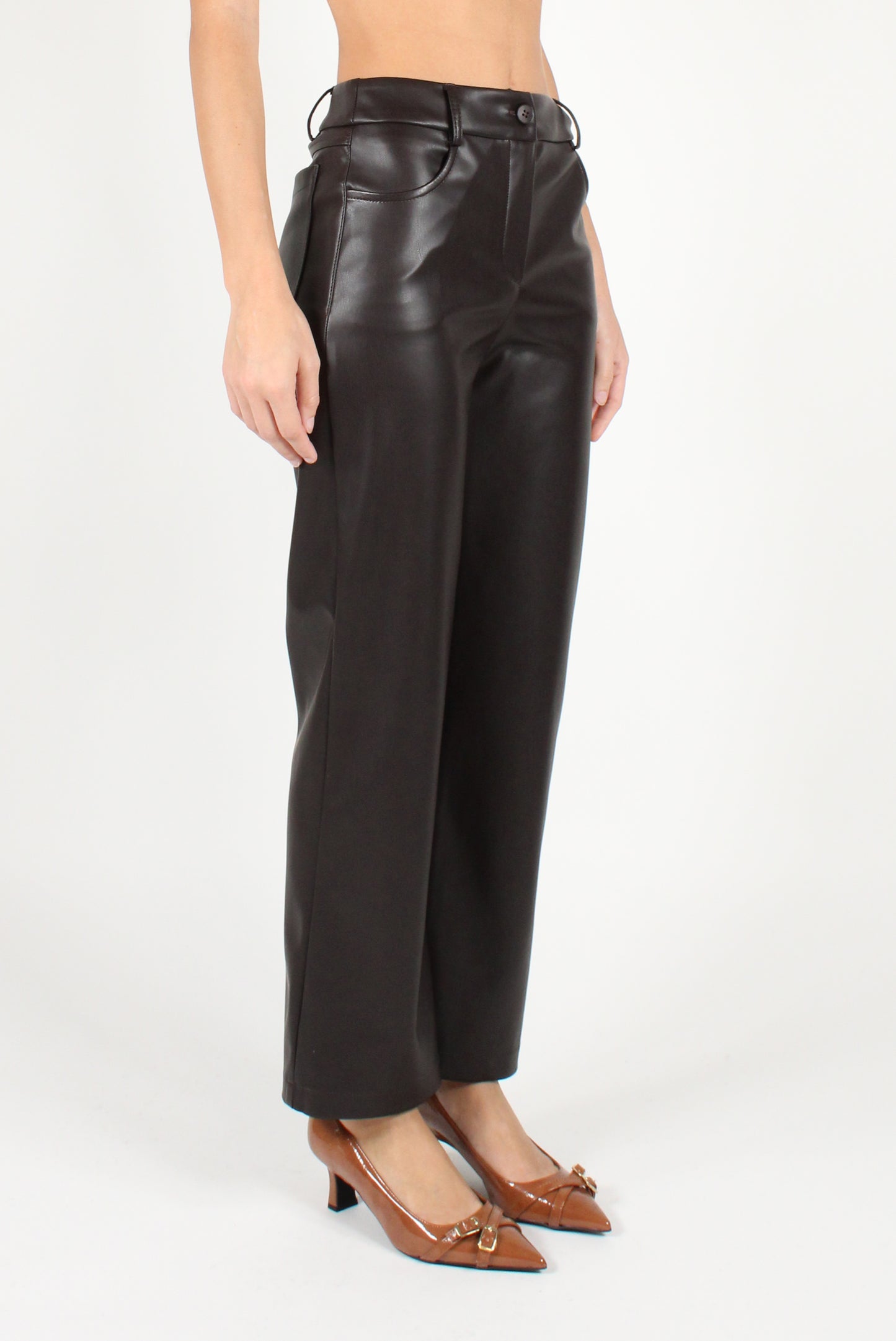 Smooth Faux Leather Cigarette Pants