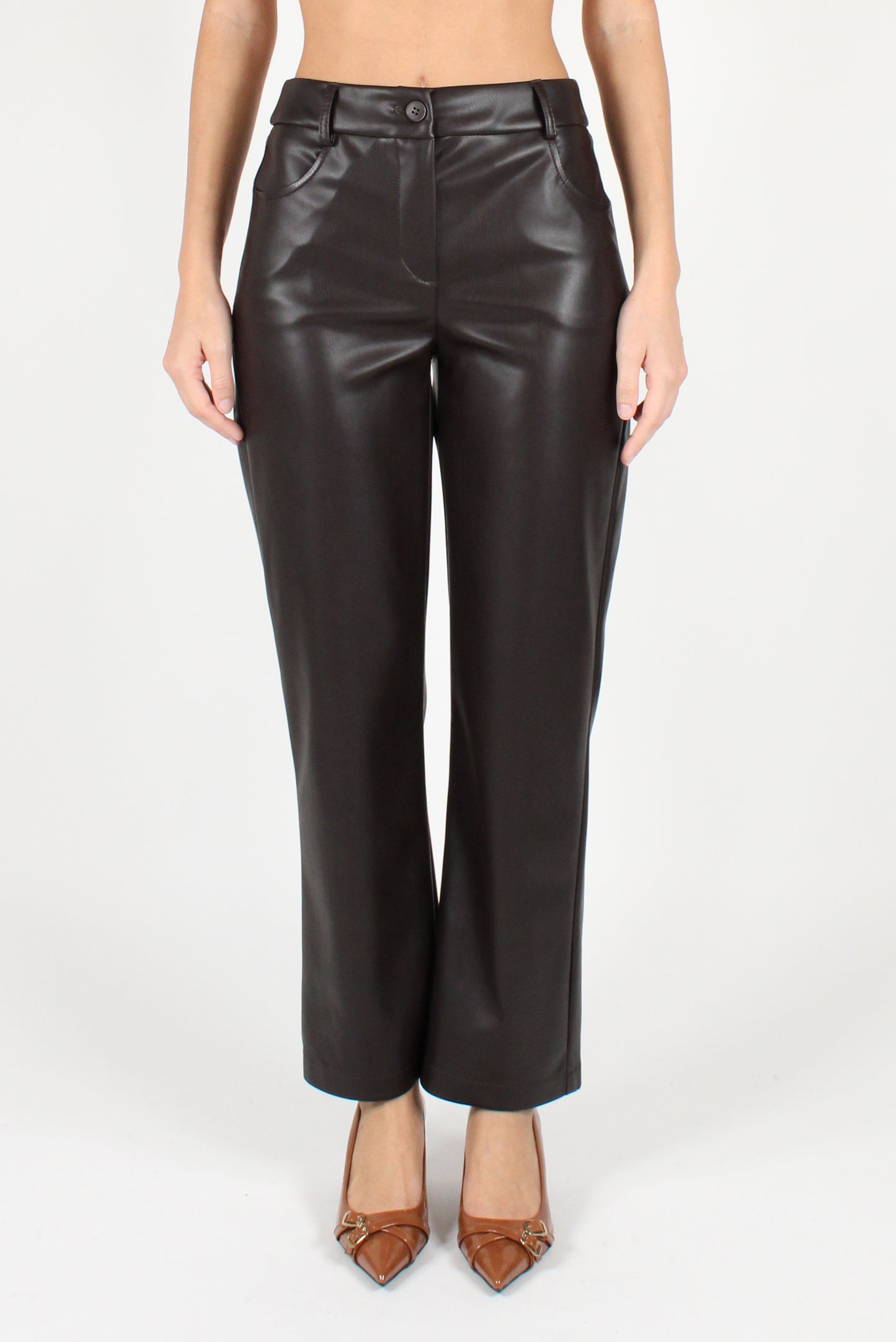 Smooth Faux Leather Cigarette Pants