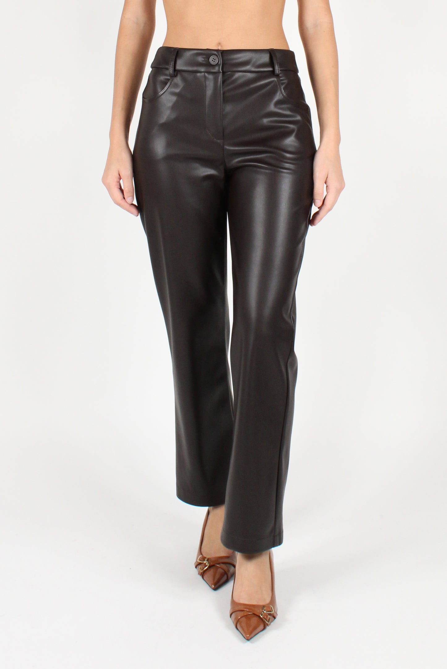 Smooth Faux Leather Cigarette Pants