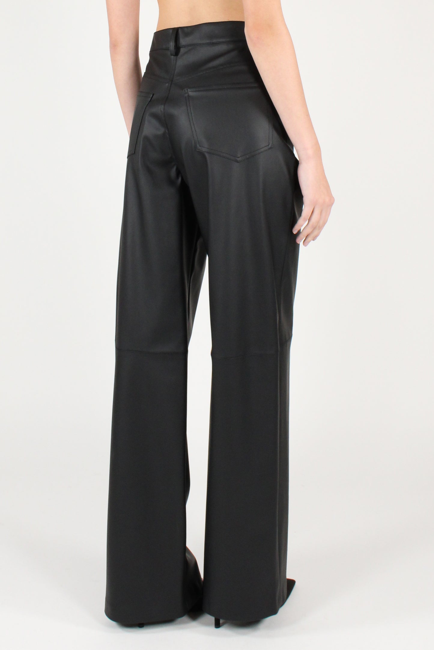 Faux Leather Straight Leg Trousers