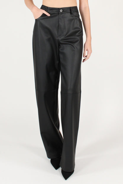 Faux Leather Straight Leg Trousers