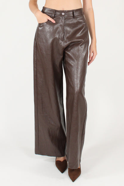 Pantaloni con Tasconi in Ecopelle Lucida