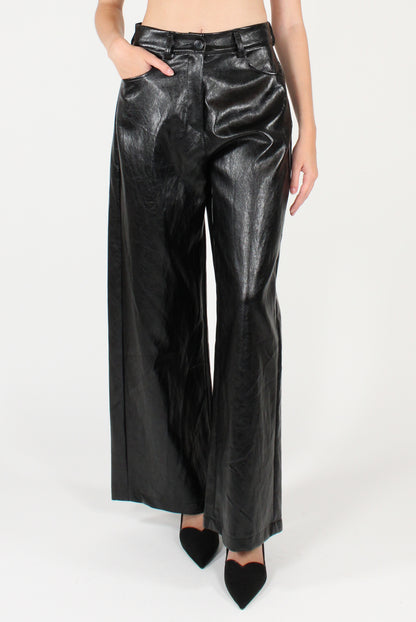 Pantaloni con Tasconi in Ecopelle Lucida