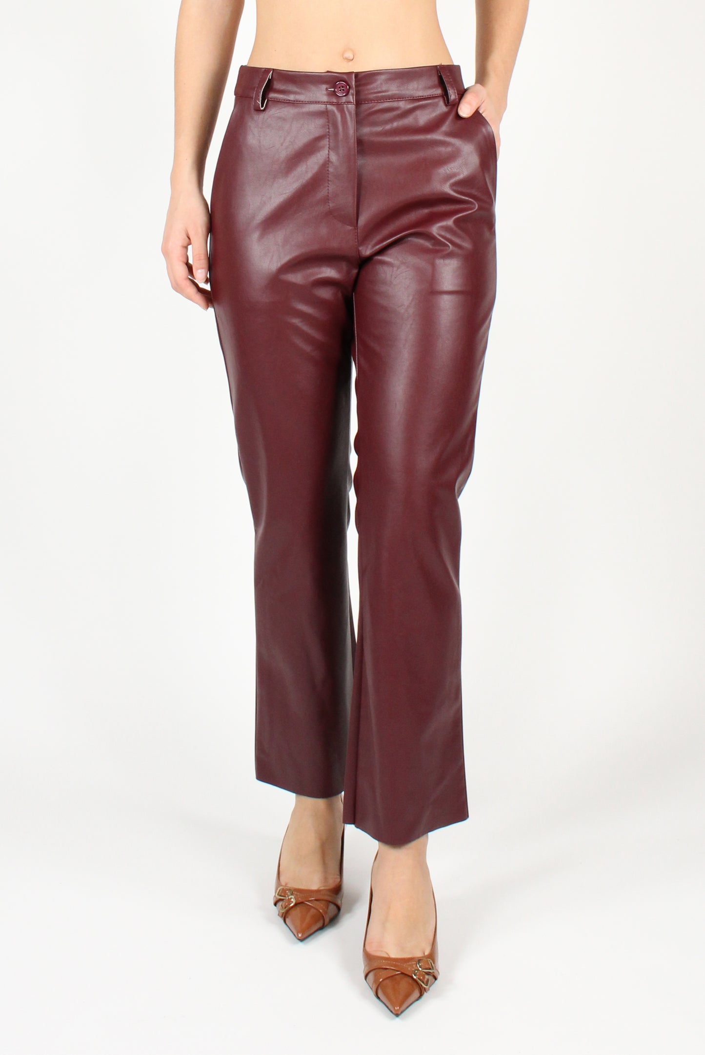 Smooth Faux Leather Cigarette Pants