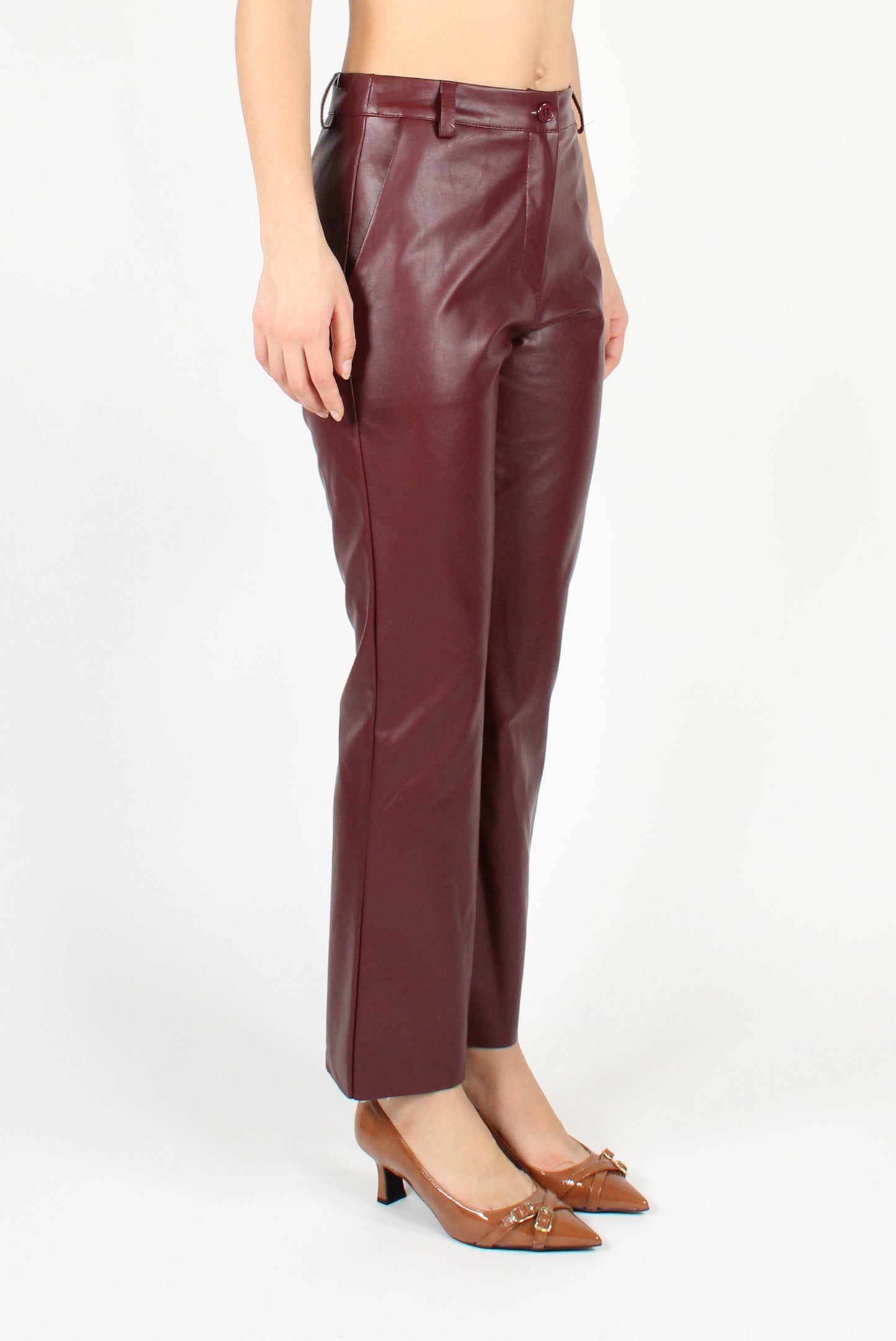 Smooth Faux Leather Cigarette Pants