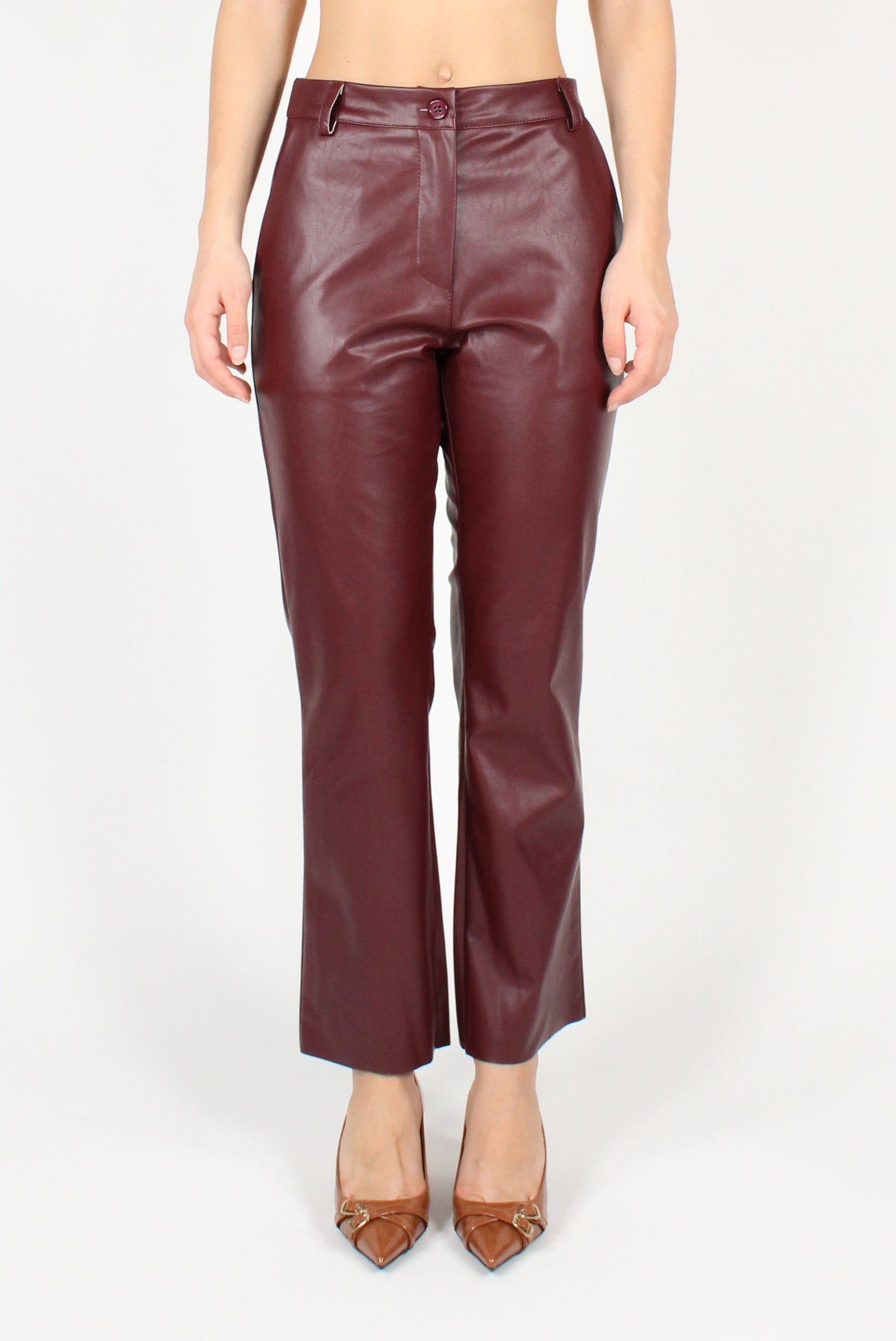 Smooth Faux Leather Cigarette Pants