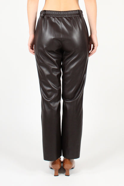 Faux Leather Cigarette Pants with Elastic