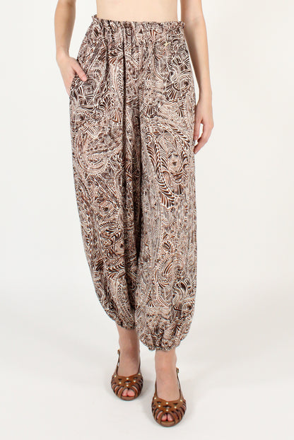 Pantaloni a Sbuffo Fantasia Etnica Moro