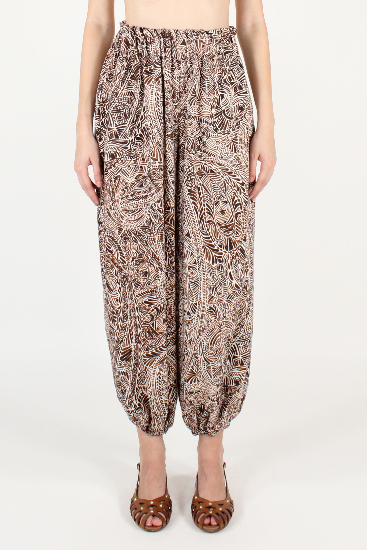 Pantaloni a Sbuffo Fantasia Etnica Moro