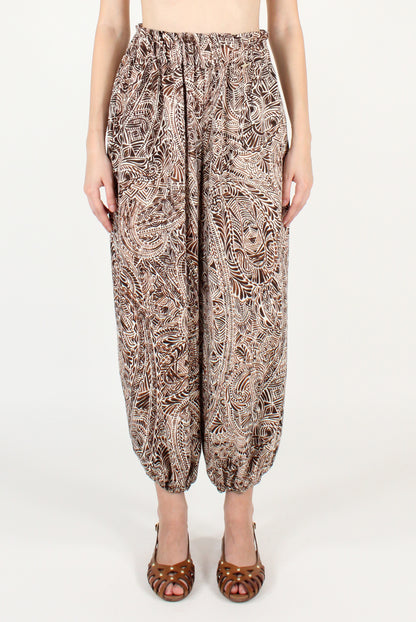 Pantaloni a Sbuffo Fantasia Etnica Moro