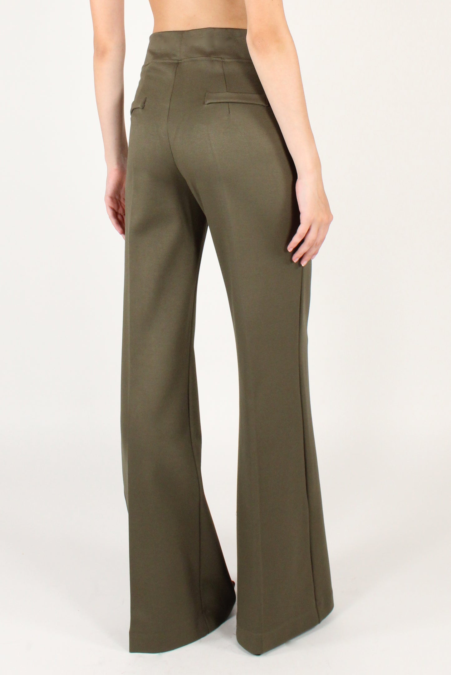 Pantaloni Flare Elasticizzati in Twill