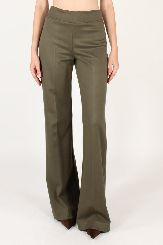 Pantaloni Flare Elasticizzati in Twill