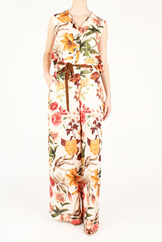 Palazzo Pants Floral Print Linen Blend