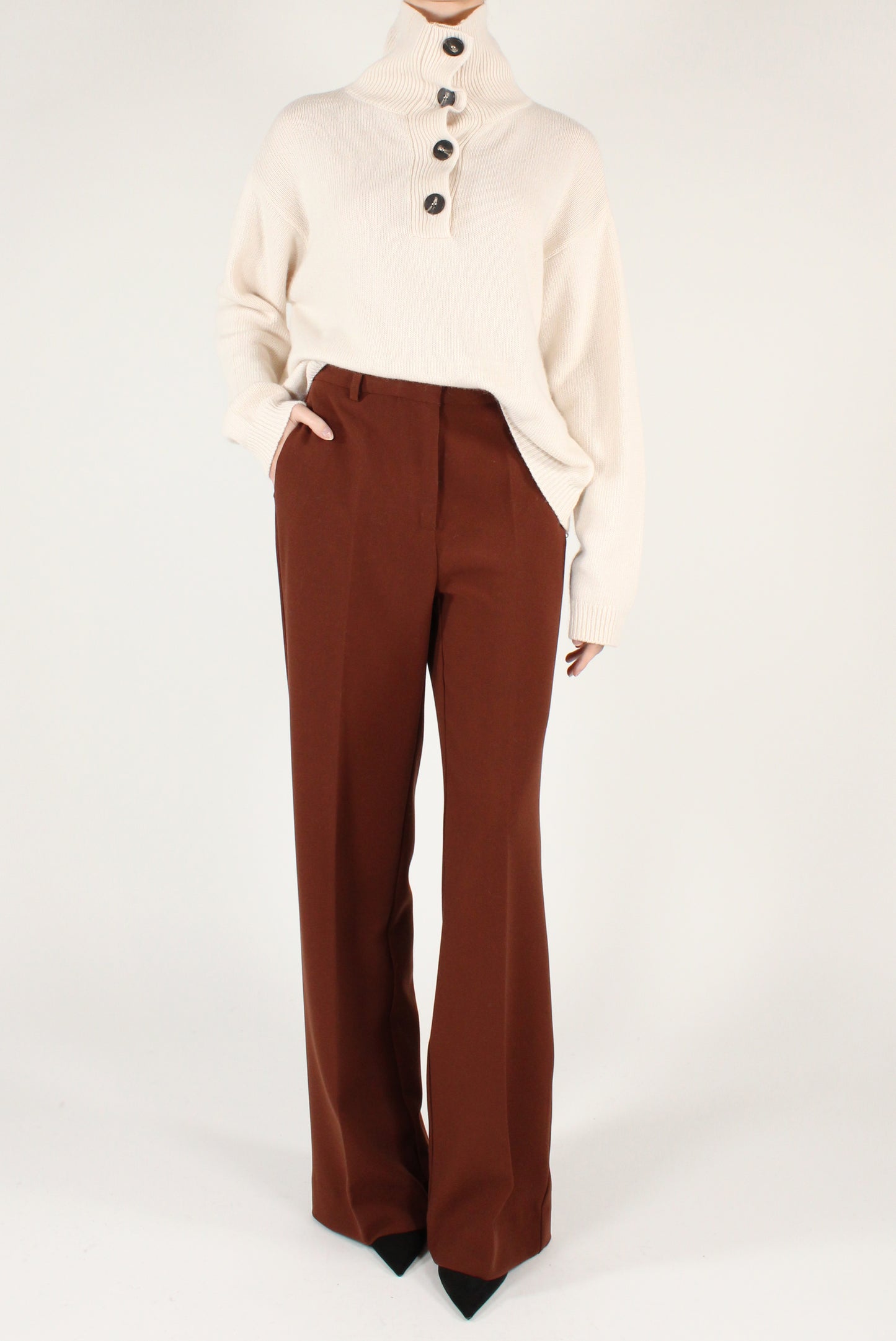 Viscose Blend Straight Leg Trousers
