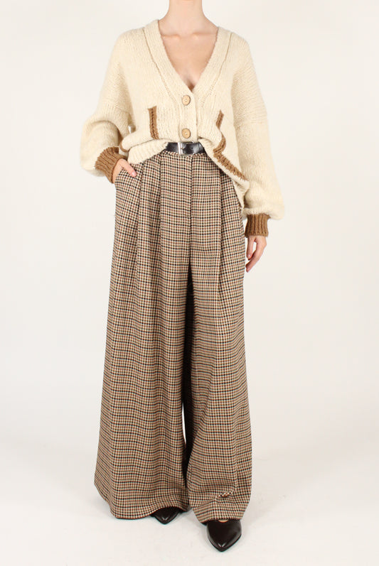 Pantaloni a Gamba Extra Larga Pied de Poule