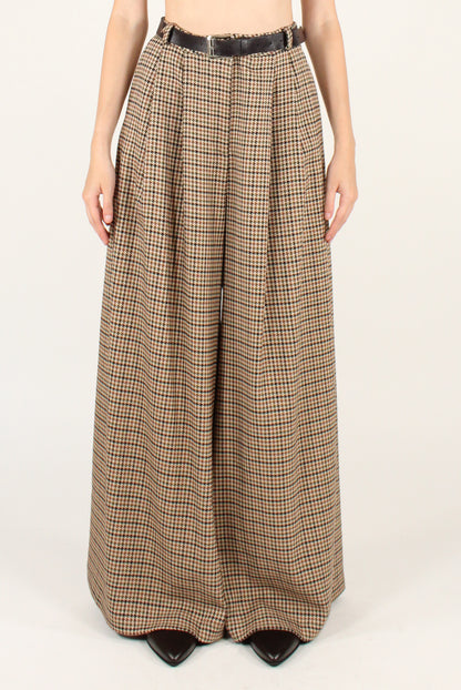 Pantaloni a Gamba Extra Larga Pied de Poule