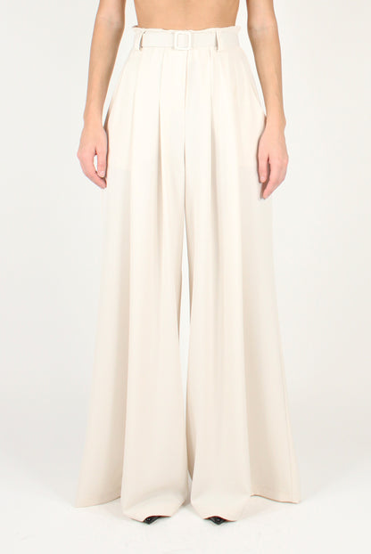 Palazzo Pants with Pleats and Belt