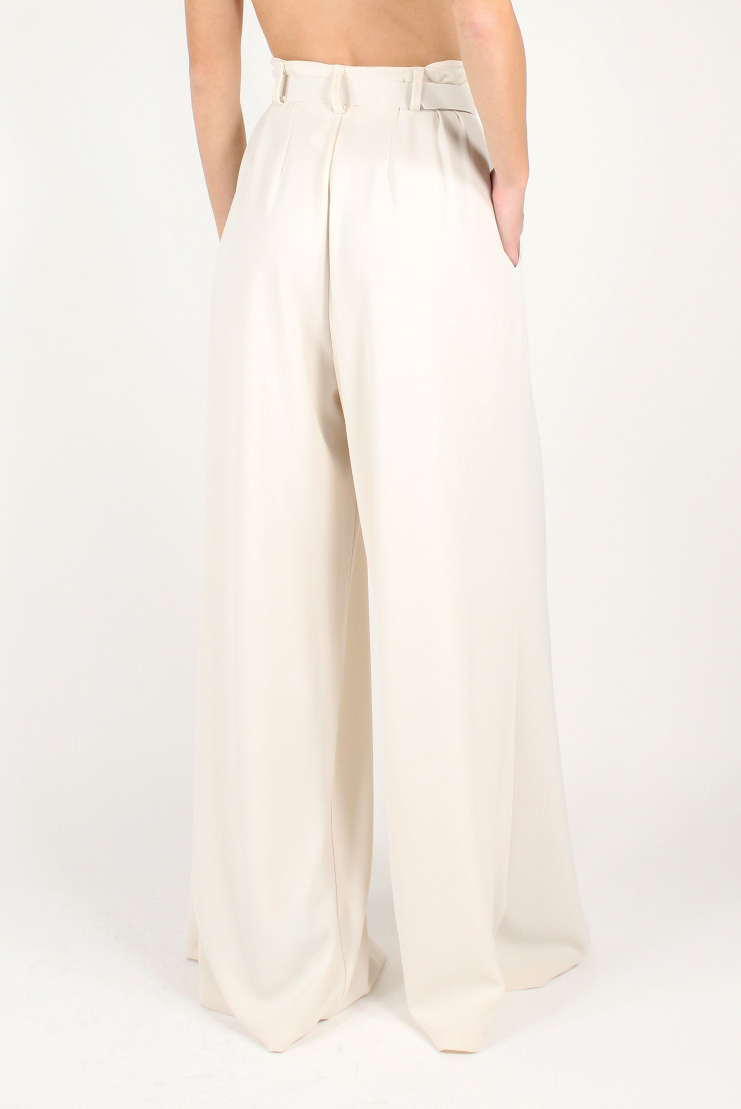 Palazzo Pants with Pleats and Belt