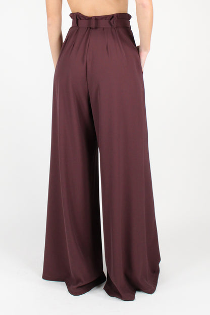 Palazzo Pants with Pleats and Belt