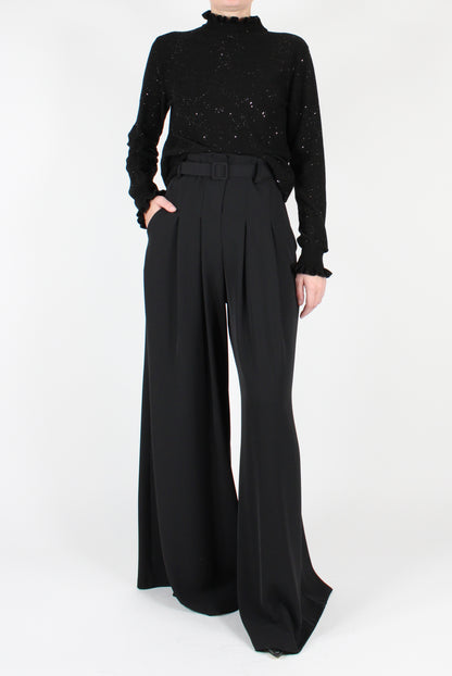 Palazzo Pants with Pleats and Belt