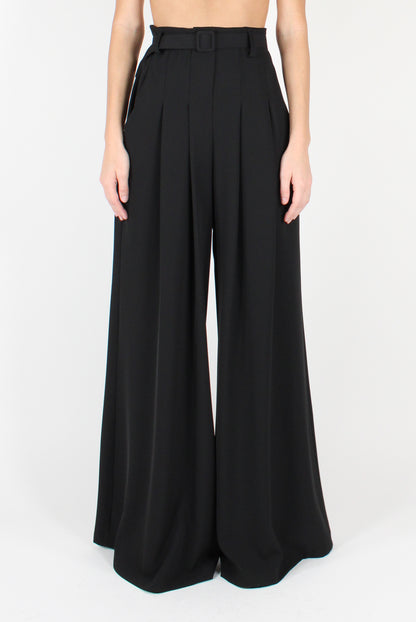 Palazzo Pants with Pleats and Belt