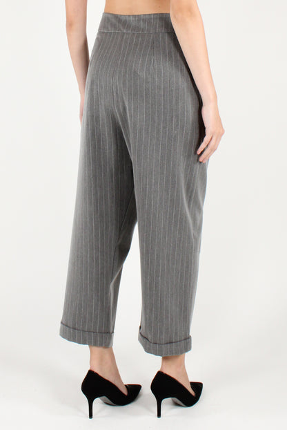 Pantaloni Balloon Gessati con Pinces