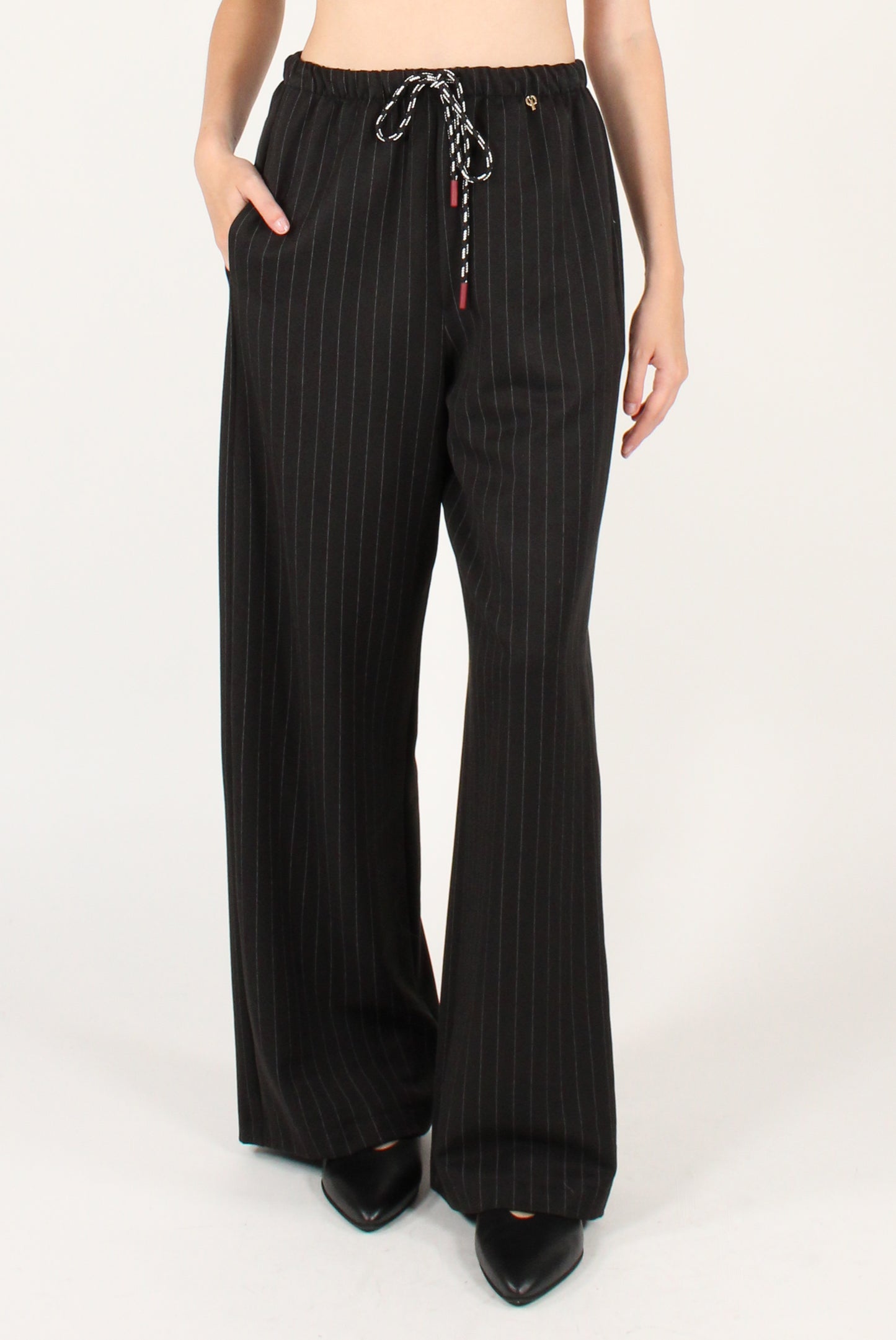 Pantaloni Gessati con Coulisse ed Elastico