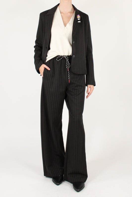 Pantaloni Gessati con Coulisse ed Elastico