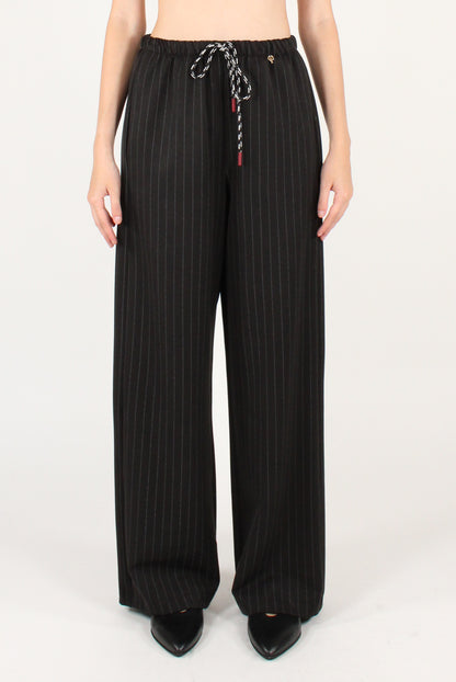 Pantaloni Gessati con Coulisse ed Elastico