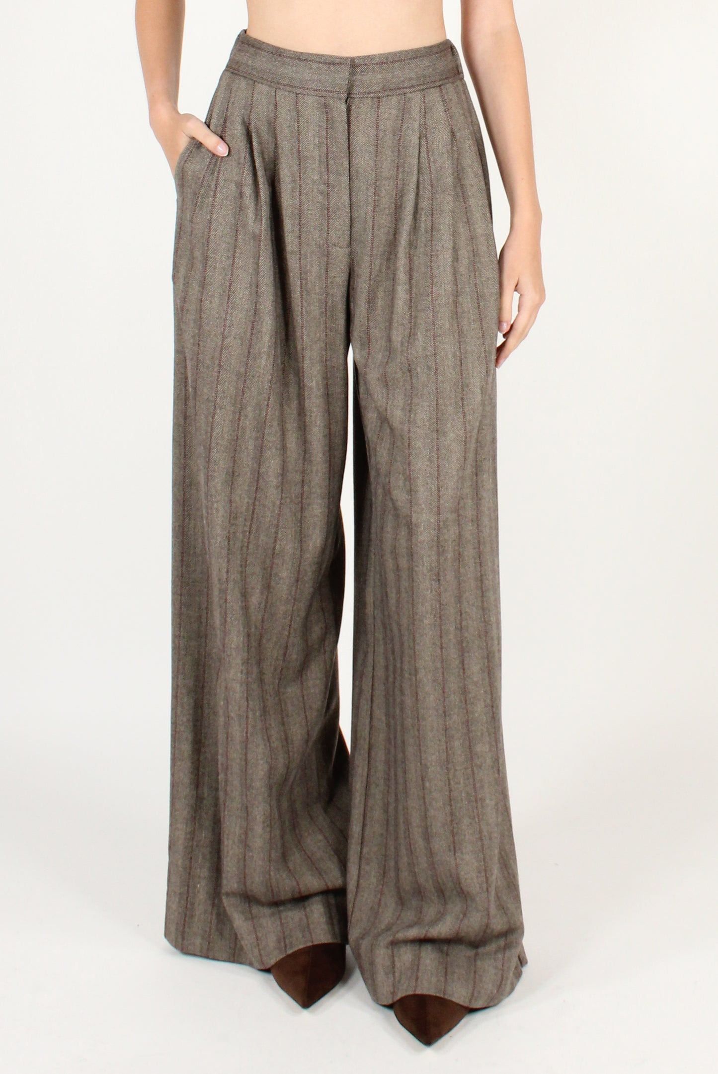 Pantaloni a Palazzo Gessati con Pinces