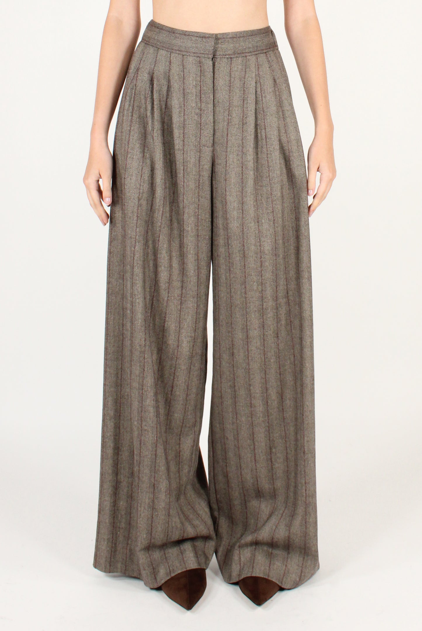 Pantaloni a Palazzo Gessati con Pinces